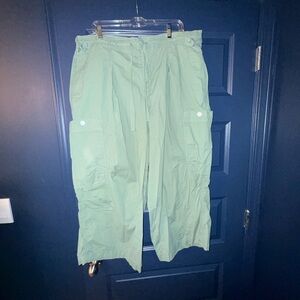 Pilcro Wide-Leg Cargo Jumpsuit Pants in Light Green